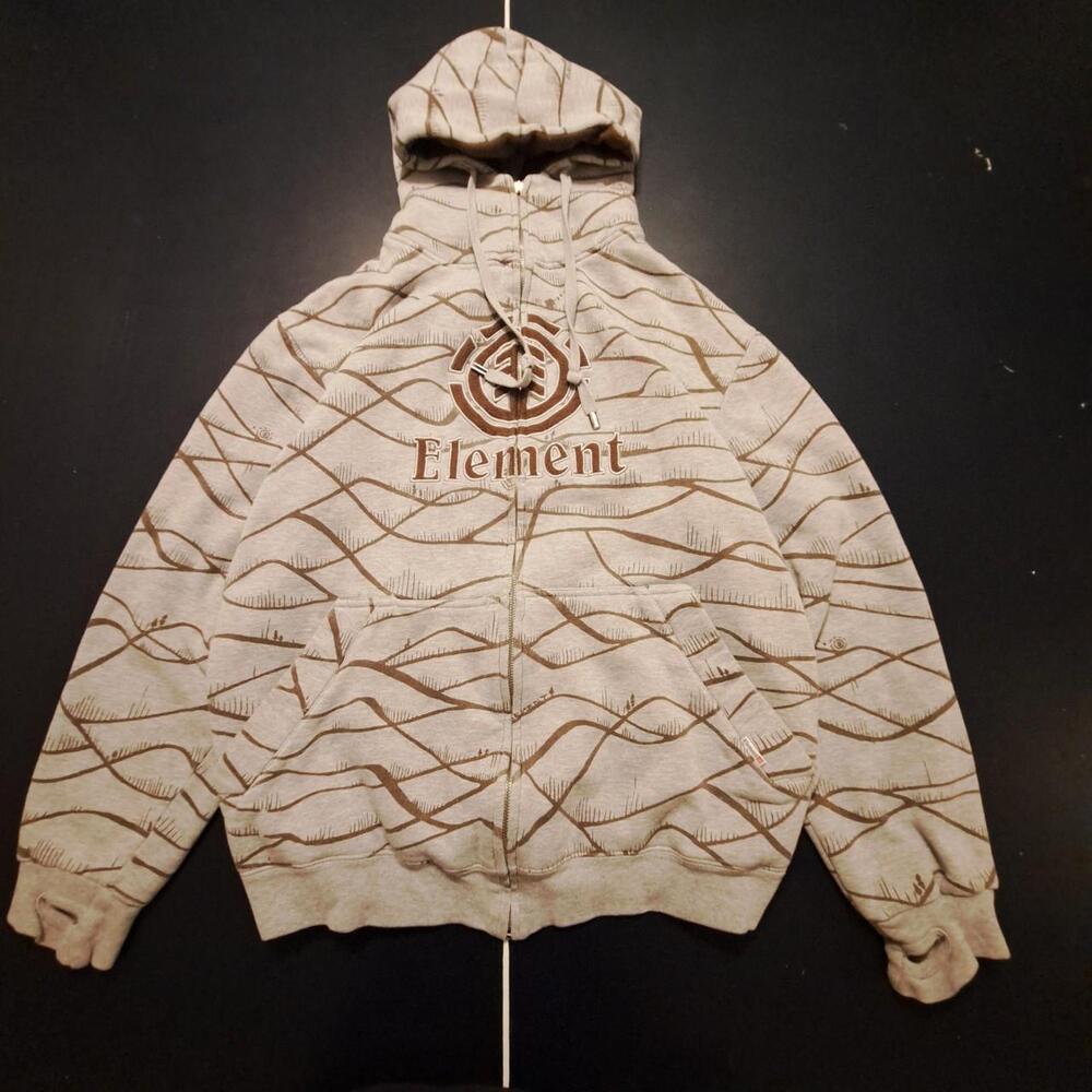 Element Men's Grey and Brown Hoodie